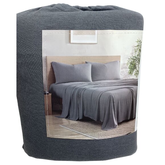 Hudson & Main 4-Piece Super Soft, Jersey Sheet Set Queen Gray NWT - Picture 3 of 5